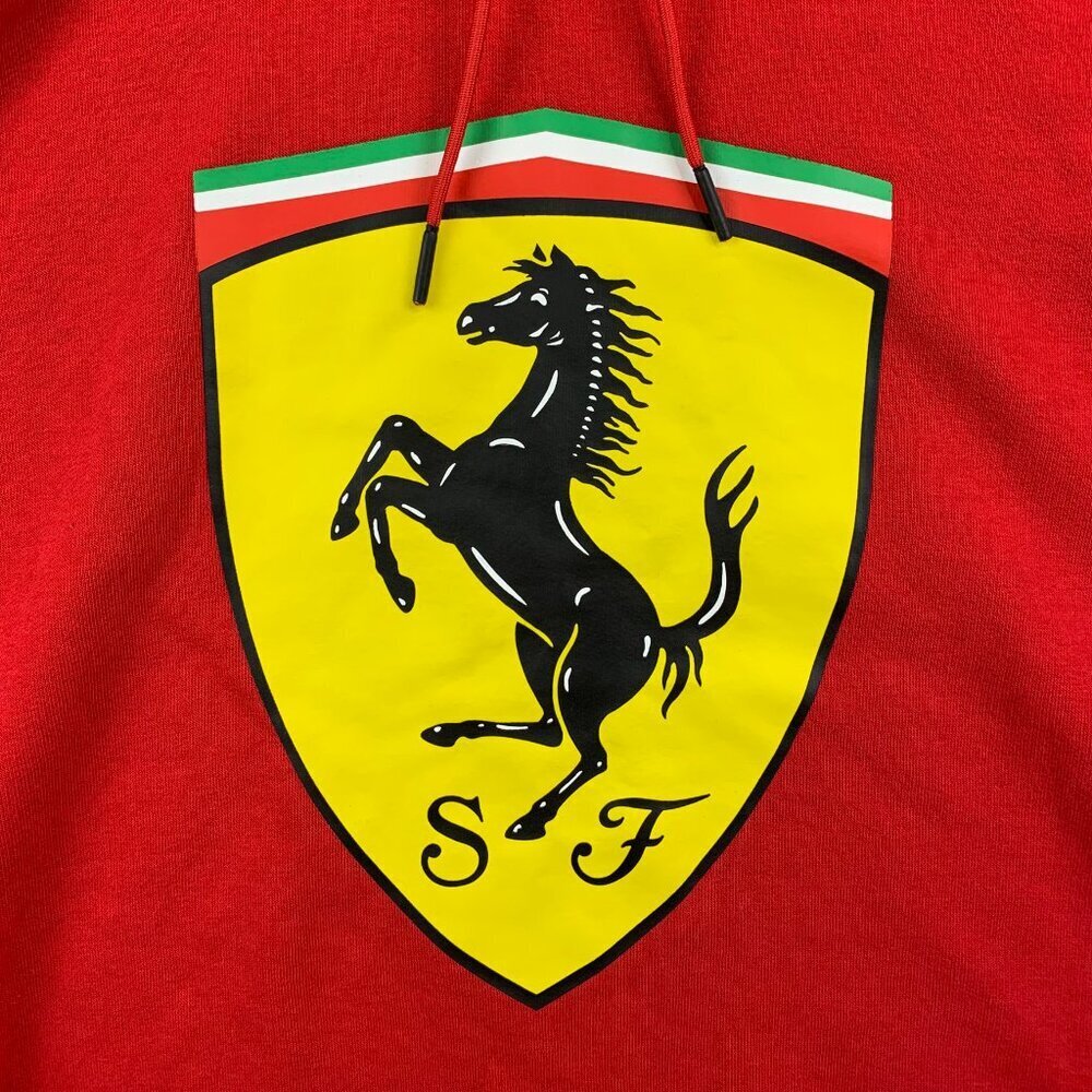 Puma Ferrari Men Sweater 2XL Red Hoodie Long Sleeve Big Logo Luxury Cars Italian - Picture 2 of 11